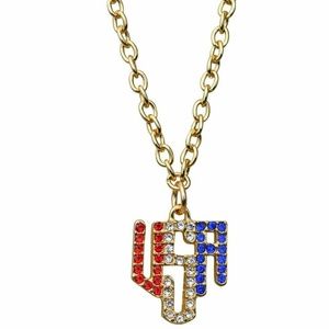 Ritzy Couture American Flag Multi Charm Pendant Necklace (Goldtone)